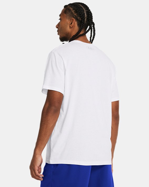 Men's UA Basketball Net Wordmark Short Sleeve in White image number 1